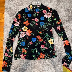 Maeve by Anthropologie Black Floral Mock Neck Women’s Size S